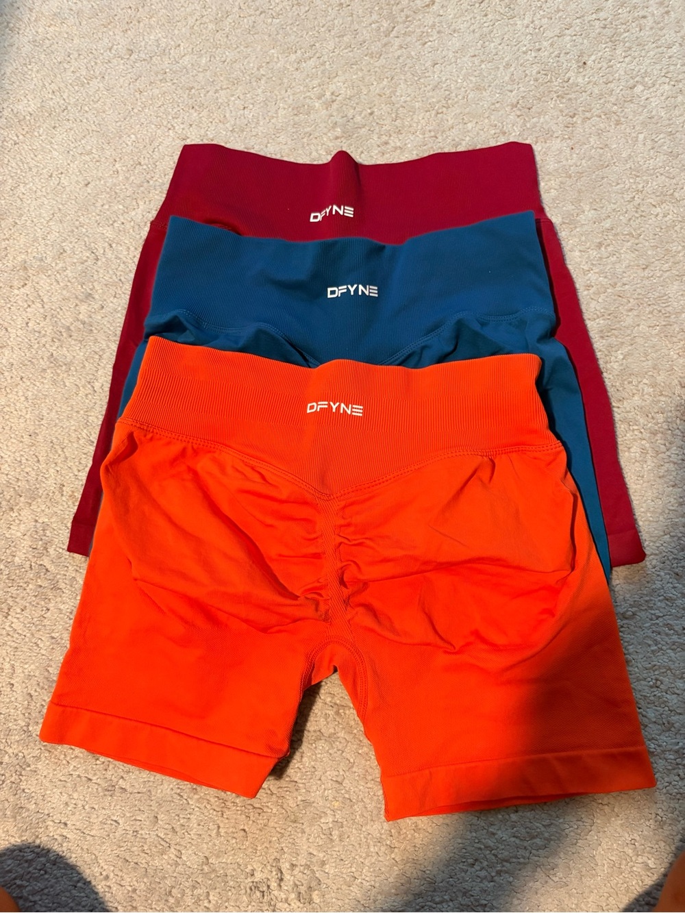 DFYNE Women's Athletic Shorts - Orange, Teal, Maroon